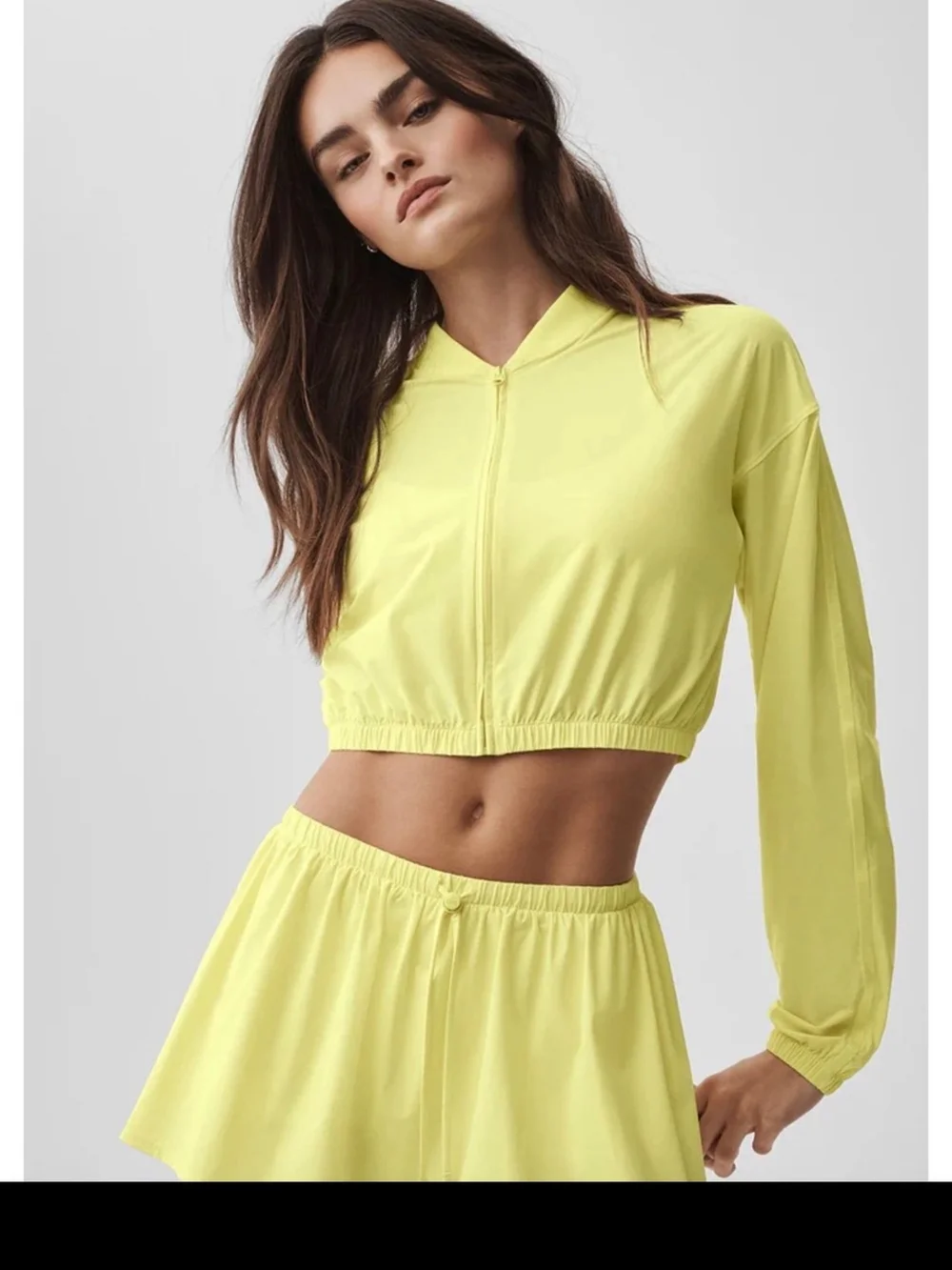 ALO Yoga Neon Yellow Cropped Utility Jacket